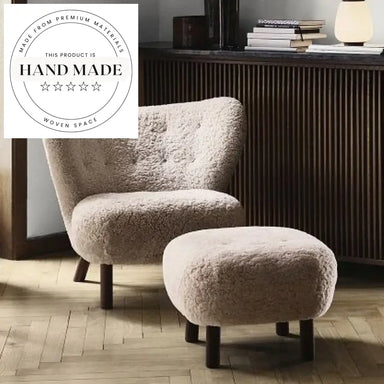 Modern Comfort Single Seat Wooden Recliner White Wool Lounge Accent Chair