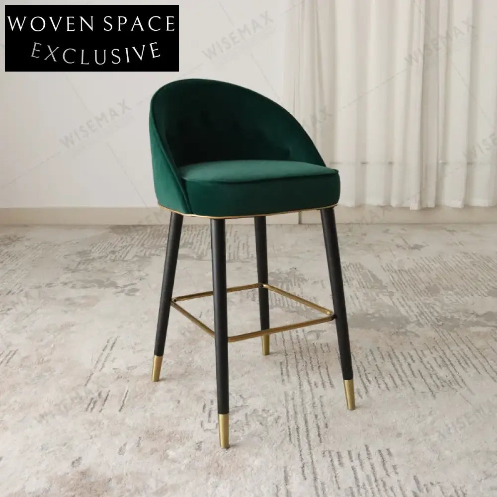Modern Comfortable High Back Bar Stool with Sturdy Metal Legs