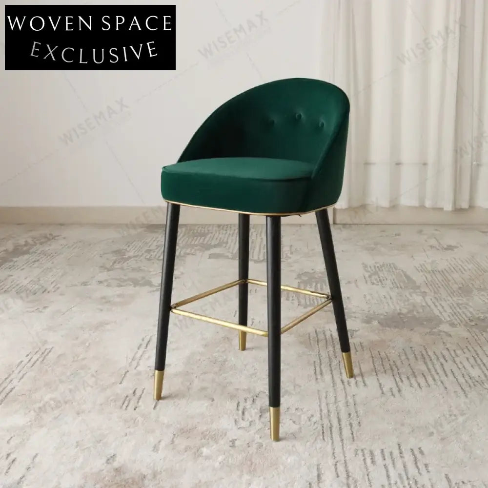 Modern Comfortable High Back Bar Stool with Sturdy Metal Legs