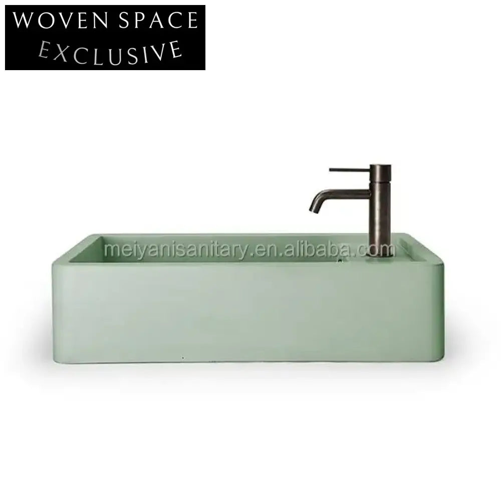 Modern Concrete Wall-Hung Corner Basin - Space-Saving Square Bathroom Sink