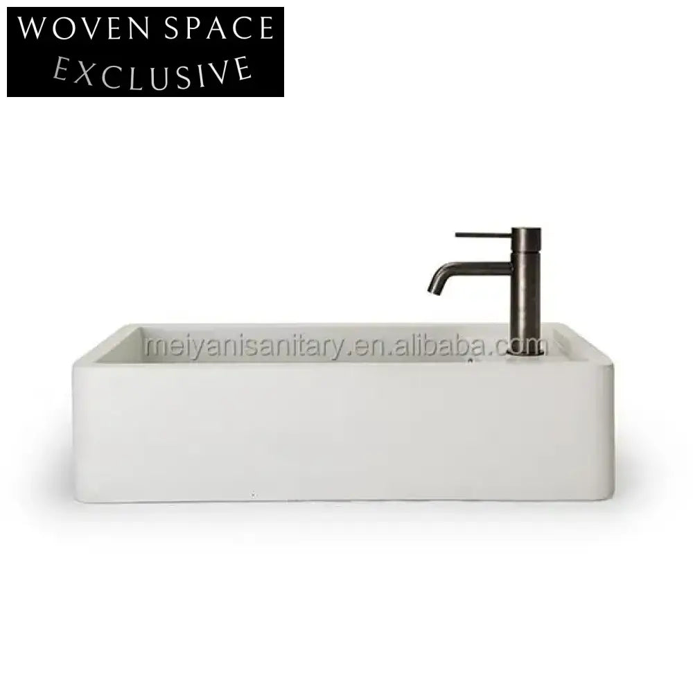 Modern Concrete Wall-Hung Corner Basin - Space-Saving Square Bathroom Sink
