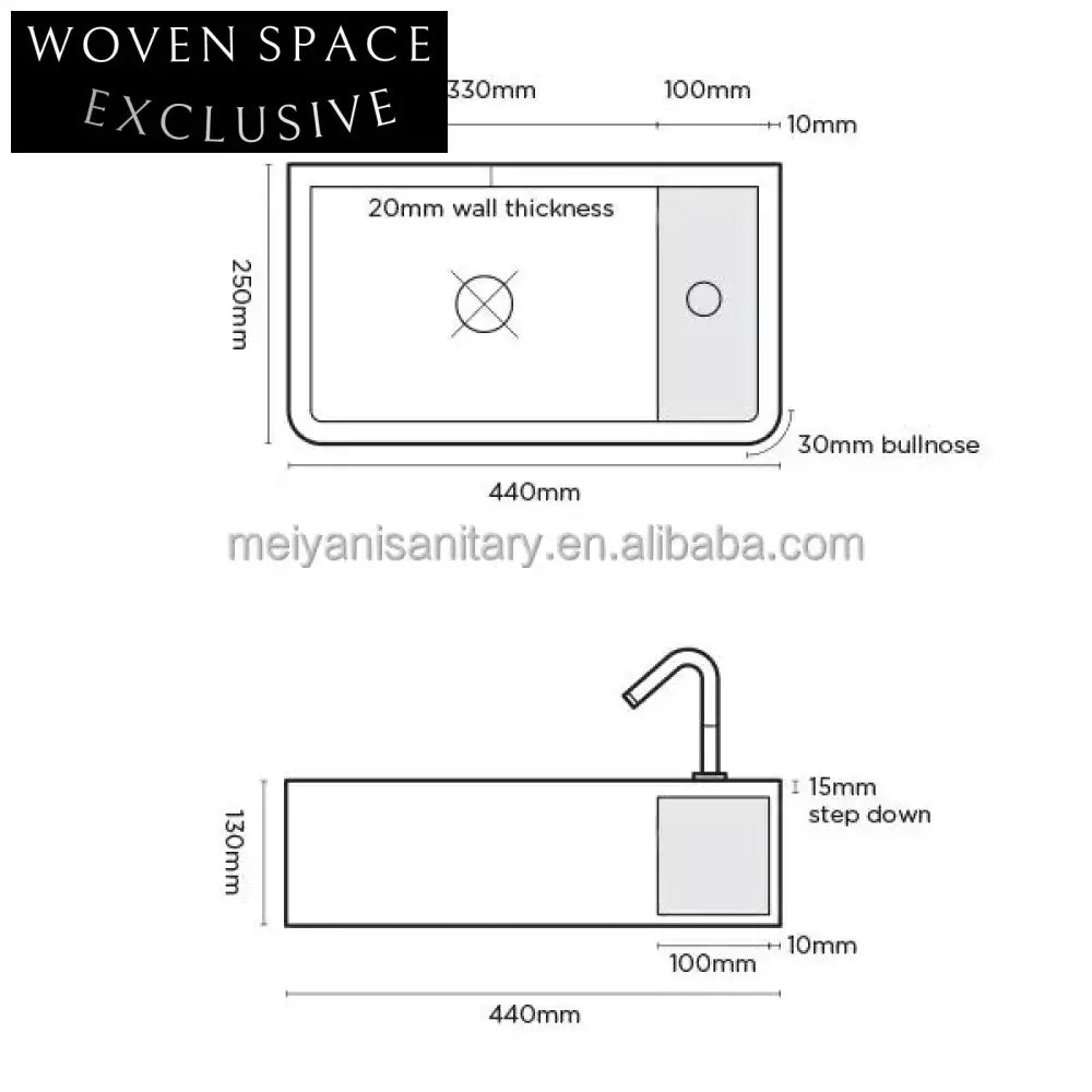 Modern Concrete Wall-Hung Corner Basin - Space-Saving Square Bathroom Sink