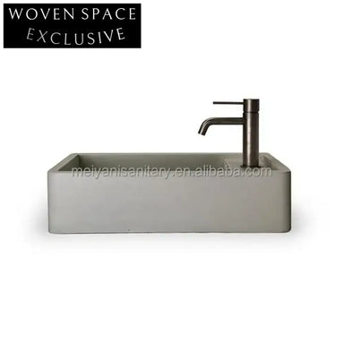Modern Concrete Wall-Hung Corner Basin - Space-Saving Square Bathroom Sink