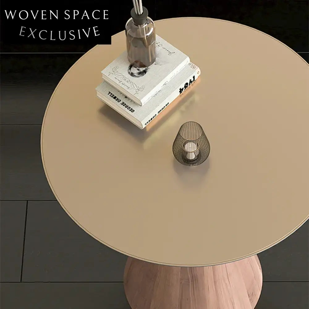 Modern Cone Shape Stainless Steel Wood Base Round Accent Coffee Table