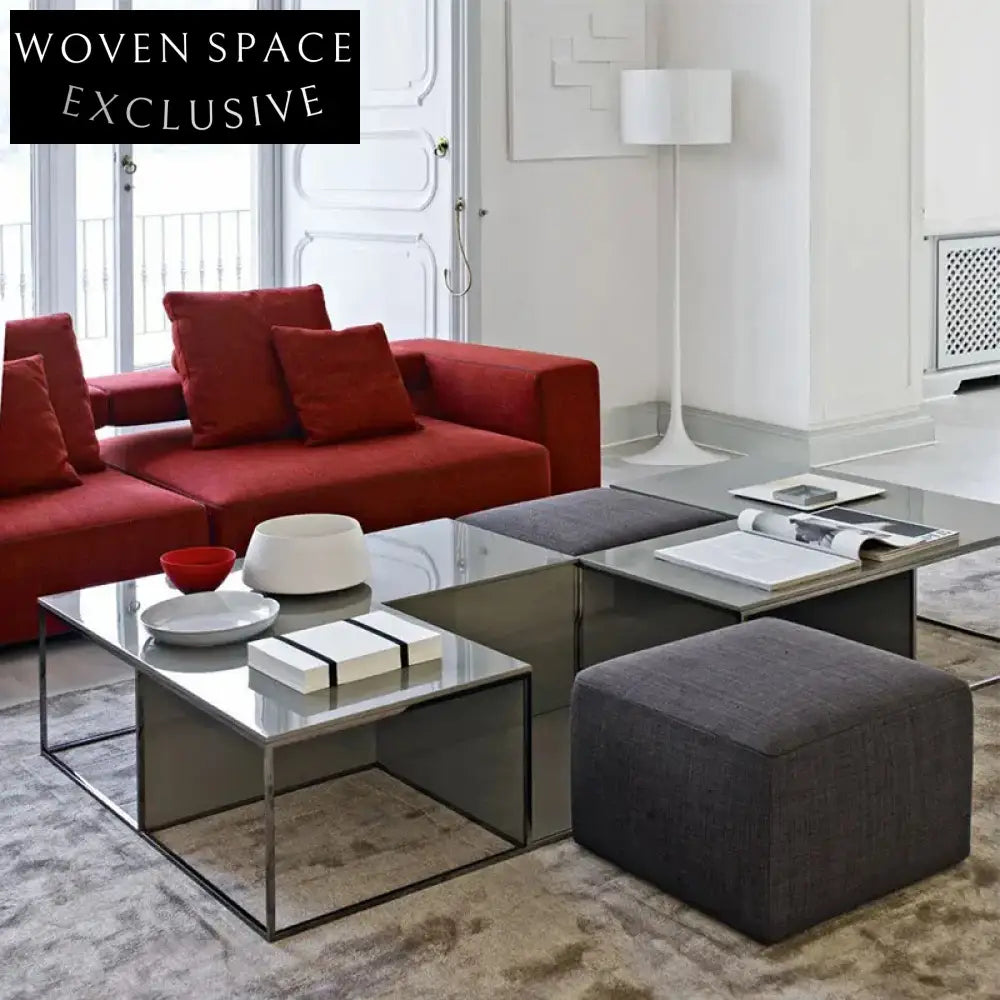 Modern Contemporary Square Metal Coffee Table with Solid Wood Top