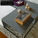 Modern Contemporary Square Metal Coffee Table with Solid Wood Top
