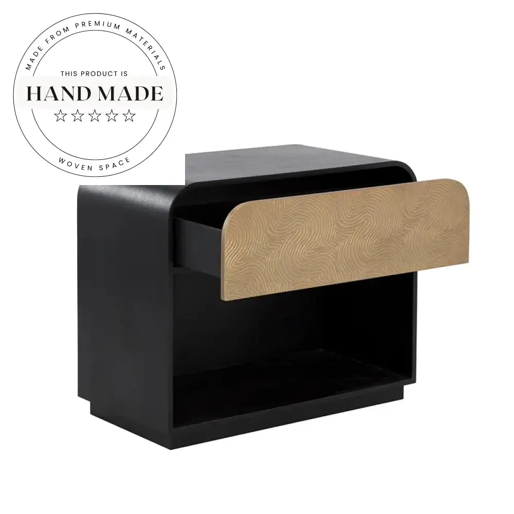 Modern Country Black Solid Wood Single Drawer Storage Bedside Table