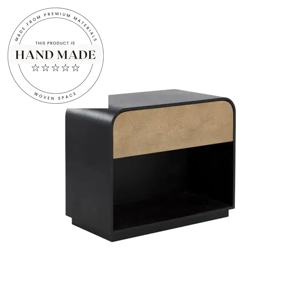 Modern Country Black Solid Wood Single Drawer Storage Bedside Table