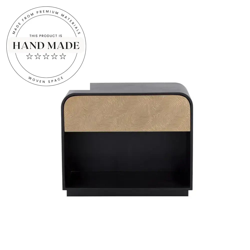 Modern Country Black Solid Wood Single Drawer Storage Bedside Table