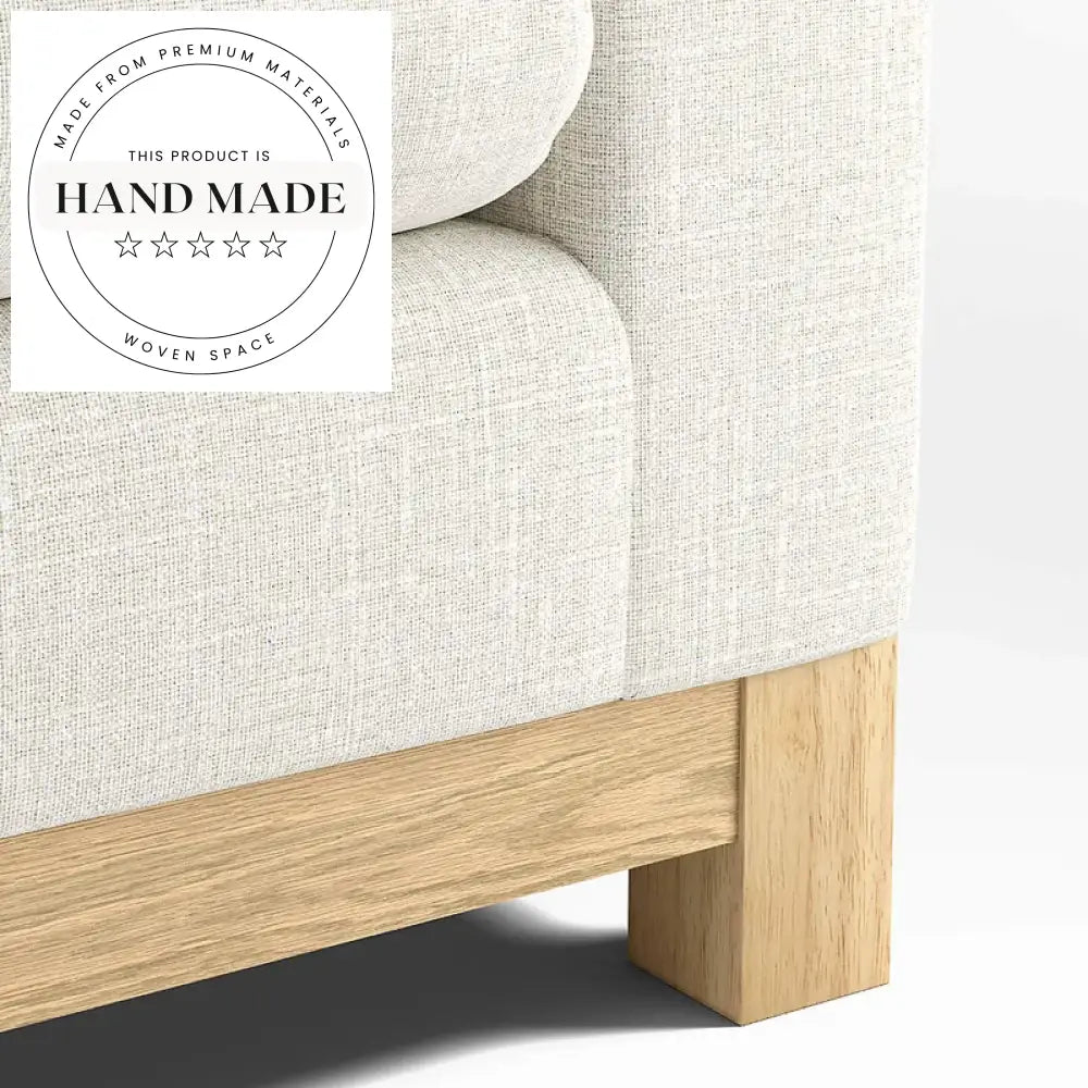 Modern Country Fabric and Wood 3 Seater Sectional Living Room Sofa