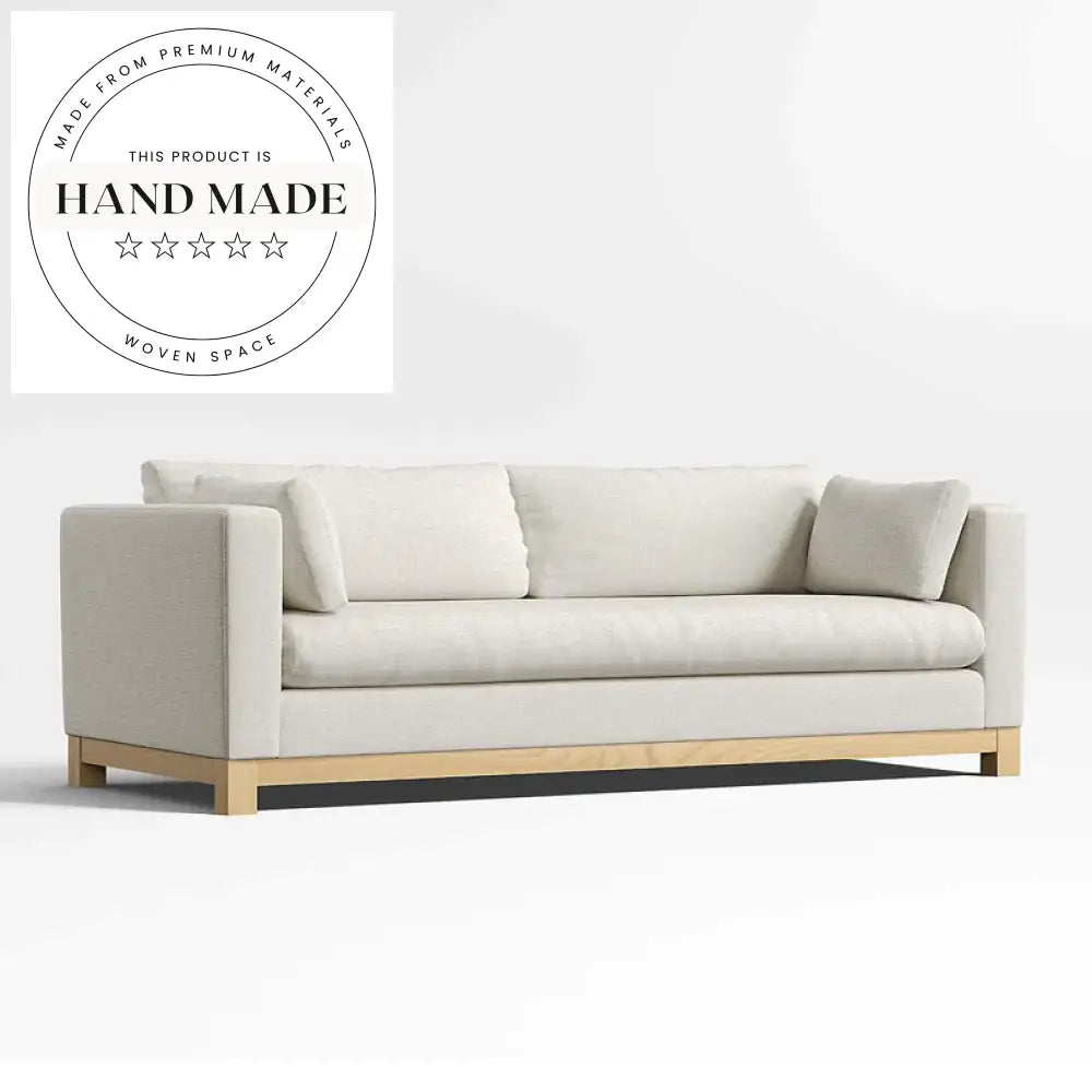 Modern Country Fabric and Wood 3 Seater Sectional Living Room Sofa