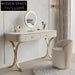 Modern Cream Dressing Table Slate Top, 2 Drawers, LED Mirror Vanity Set