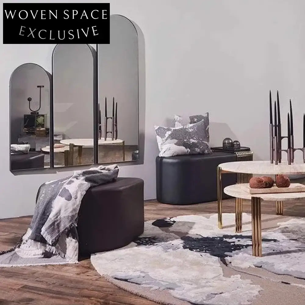 Modern Cream Geometric Area Rug, Polyester Machine-Made for Living Room Bedroom Decor