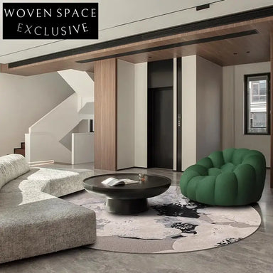 Modern Cream Geometric Area Rug, Polyester Machine-Made for Living Room Bedroom Decor