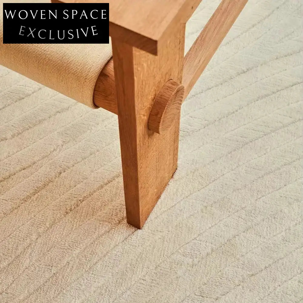 Modern Cream Italian Handmade Square Design Polyester Area Rug