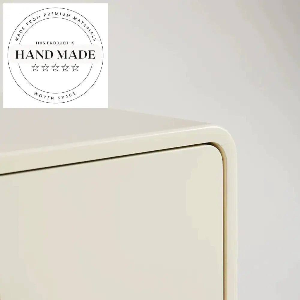 Modern Cream White Wooden Nightstand Two Drawer Storage Bedside Table