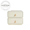 Modern Cream White Wooden Nightstand Two Drawer Storage Bedside Table