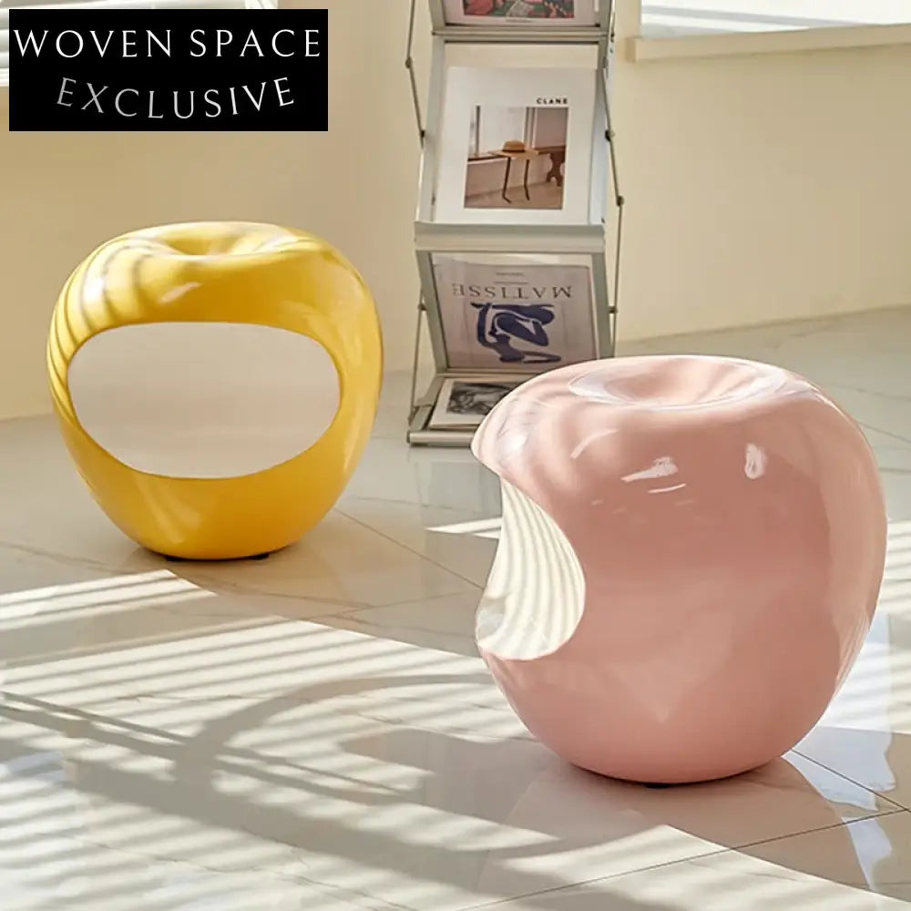 Modern Creative Apple Shape Colorful Resin Stool Ottoman for Living Room