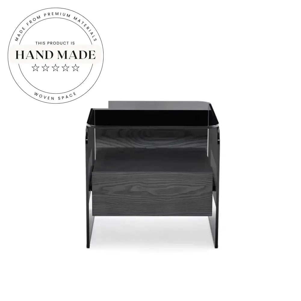 Modern Creative Glass Top Storage Drawer Bedside Table Nightstand