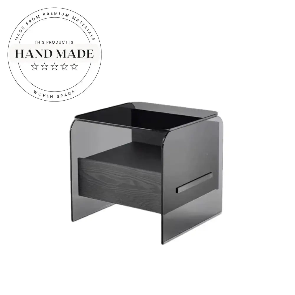 Modern Creative Glass Top Storage Drawer Bedside Table Nightstand