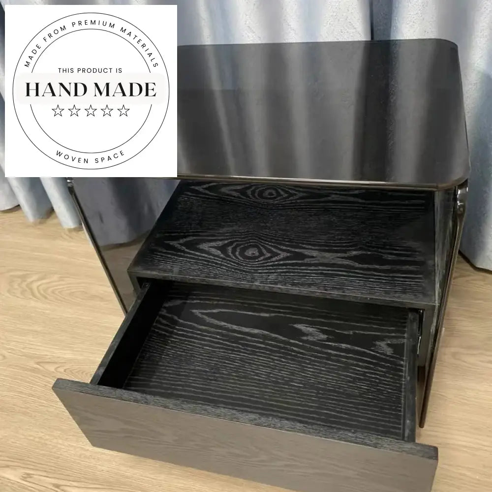 Modern Creative Glass Top Storage Drawer Bedside Table Nightstand