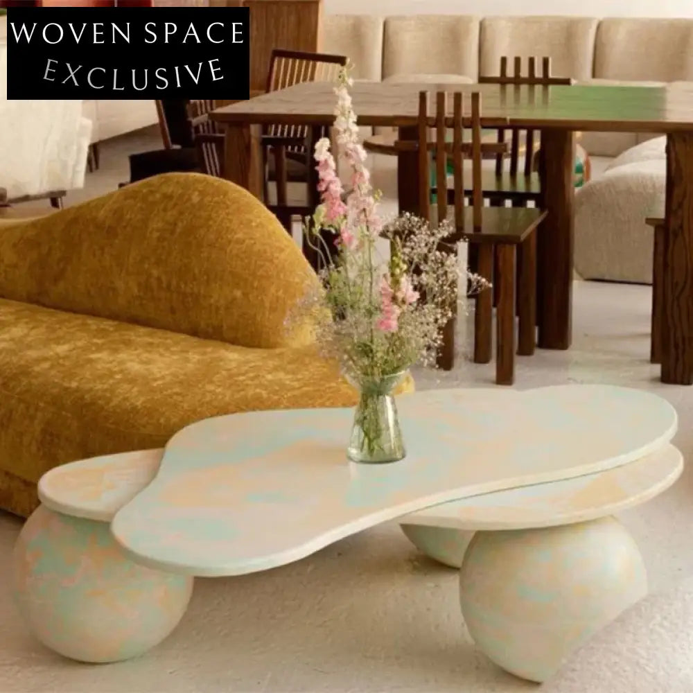 Modern Creative Irregular Shape Solid Wood Living Room Center Coffee Table