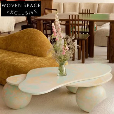 Modern Creative Irregular Shape Solid Wood Living Room Center Coffee Table