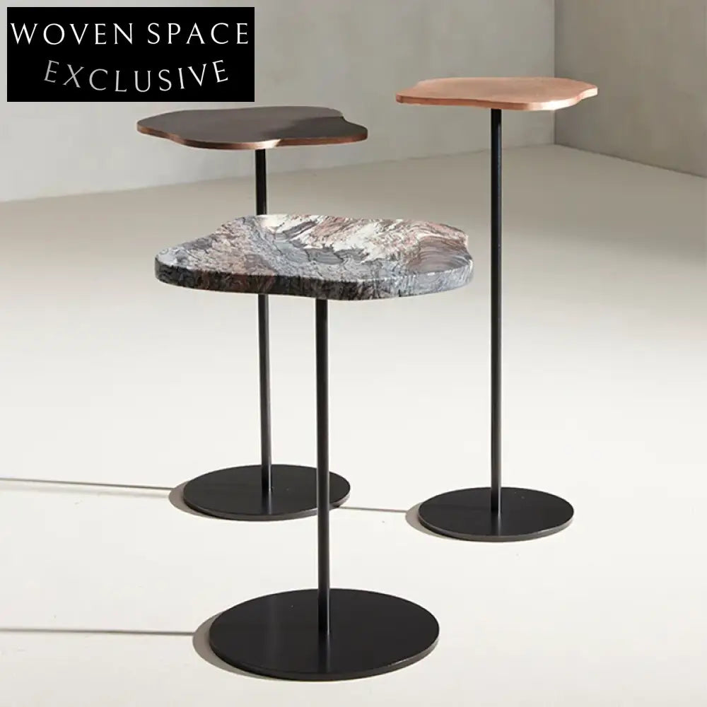 Modern Creative Marble Metal Sofa Side Coffee Table Unique Shape Living Room