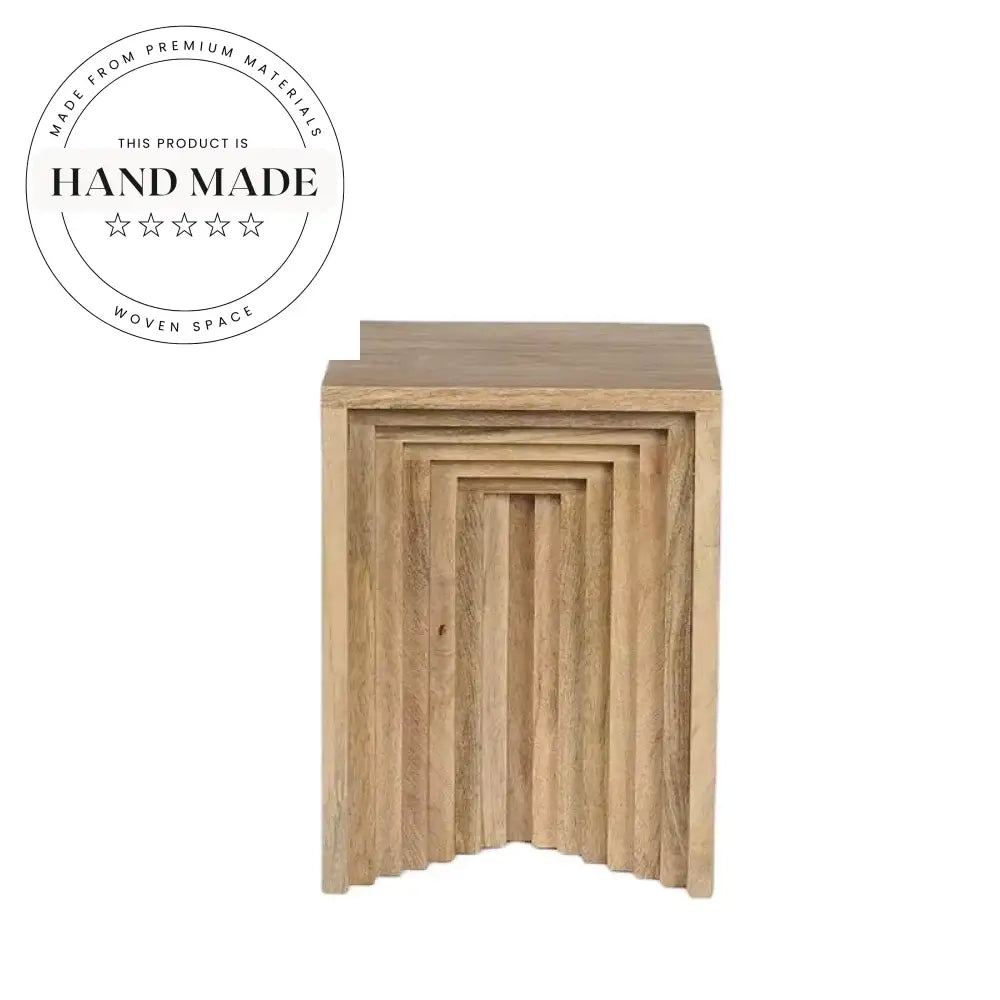 Modern Creative Square Solid Wood Dark Brown Accent Side Table