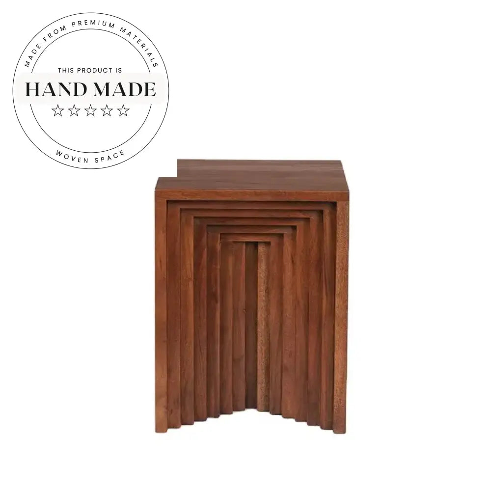 Modern Creative Square Solid Wood Dark Brown Accent Side Table