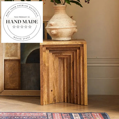 Modern Creative Square Solid Wood Dark Brown Accent Side Table