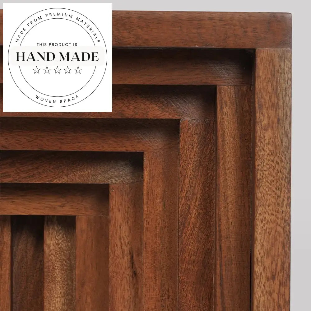 Modern Creative Square Solid Wood Dark Brown Accent Side Table