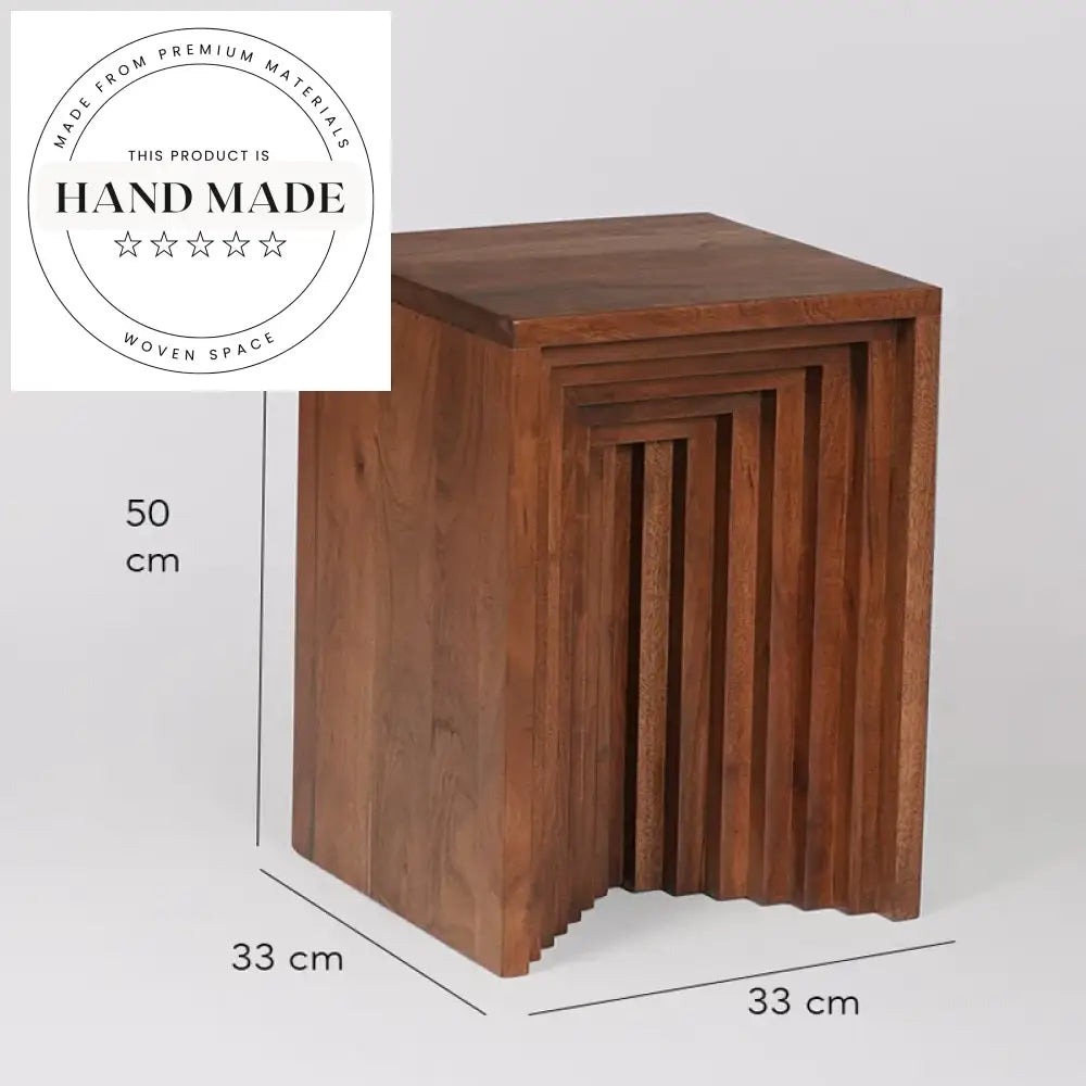 Modern Creative Square Solid Wood Dark Brown Accent Side Table