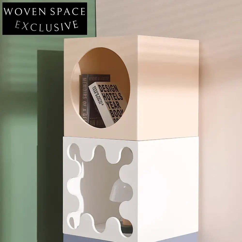 Modern Cube Storage Cabinet, Small White Square Wood Design Accent Cabinet