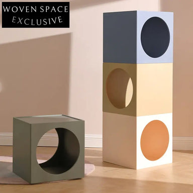 Modern Cube Storage Cabinet, Small White Square Wood Design Accent Cabinet