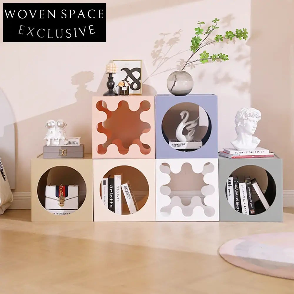 Modern Cube Storage Cabinet, Small White Square Wood Design Accent Cabinet