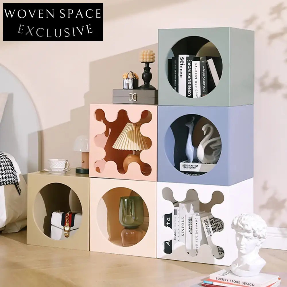 Modern Cube Storage Cabinet, Small White Square Wood Design Accent Cabinet