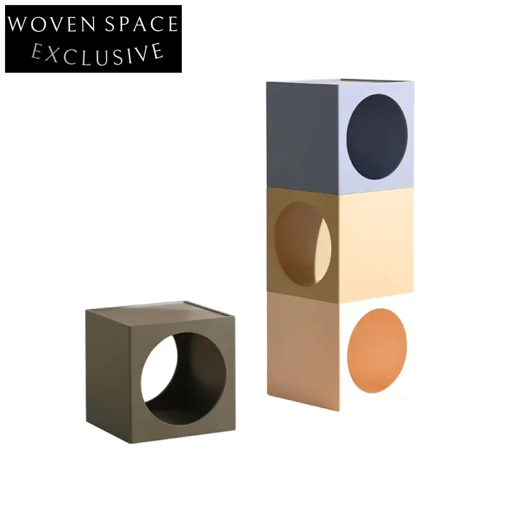 Modern Cube Storage Cabinet, Small White Square Wood Design Accent Cabinet