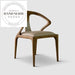 Modern Curved Back Solid Wood Leather Upholstered Armchair Dining Chair