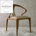 Modern Curved Back Solid Wood Leather Upholstered Armchair Dining Chair