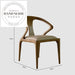 Modern Curved Back Solid Wood Leather Upholstered Armchair Dining Chair