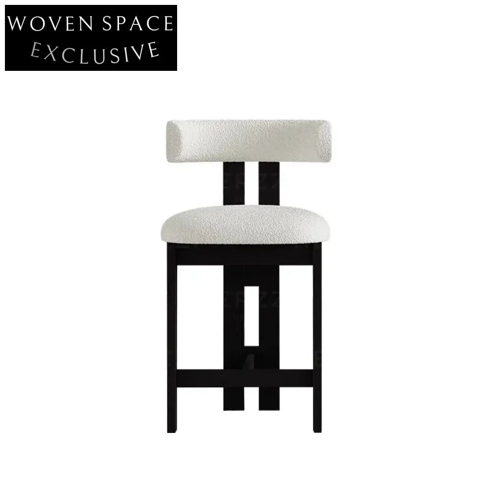 Modern Curved Back Solid Wood Upholstered Counter Height Kitchen Bar Stool