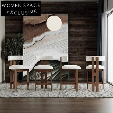 Modern Curved Back Solid Wood Upholstered Counter Height Kitchen Bar Stool