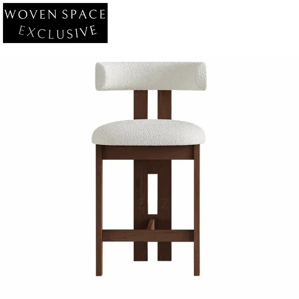 Modern Curved Back Solid Wood Upholstered Counter Height Kitchen Bar Stool