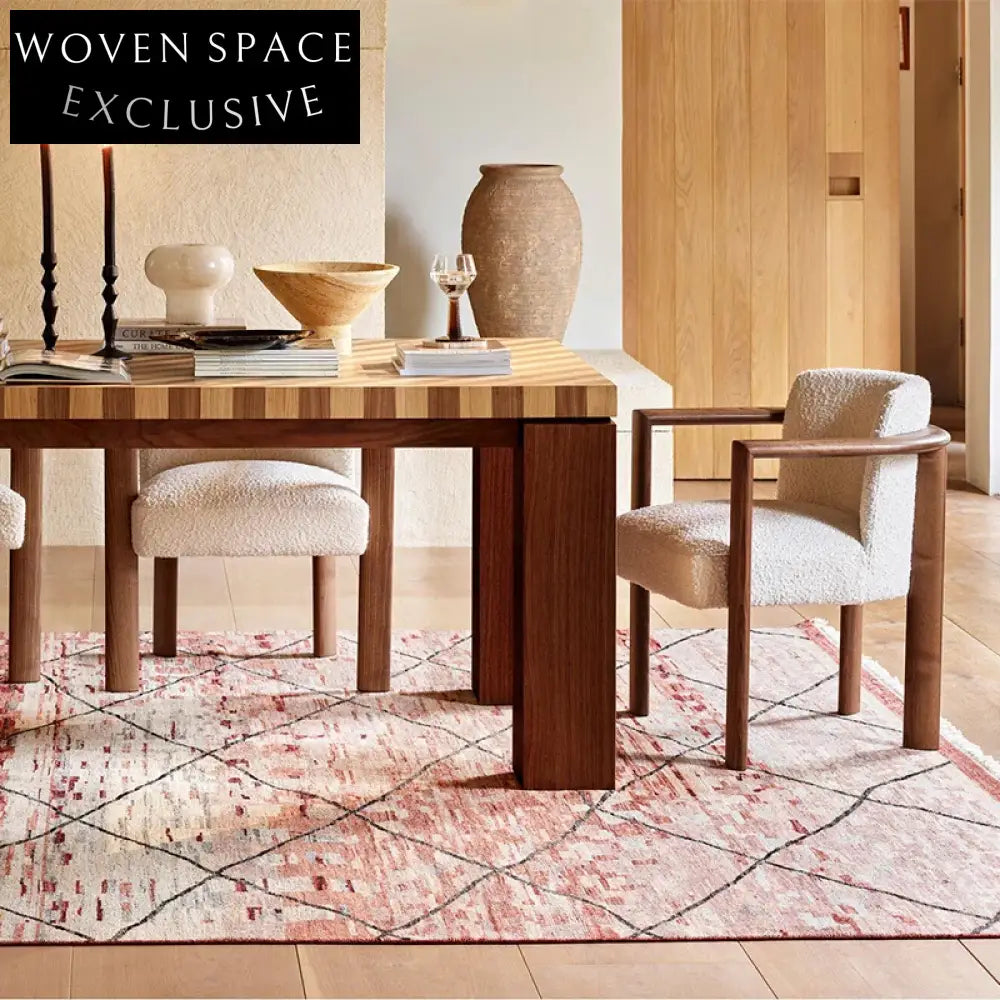 Modern Curved Back Teddy Fabric Dining Chair with Solid Wood Frame