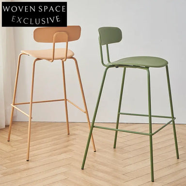 Modern Curved Backrest Metal Base Bar Stool with Durable Padded Seat