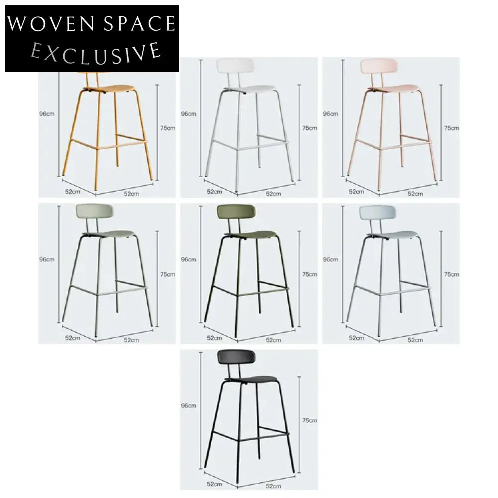 Modern Curved Backrest Metal Base Bar Stool with Durable Padded Seat