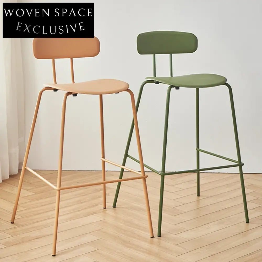 Modern Curved Backrest Metal Base Bar Stool with Durable Padded Seat