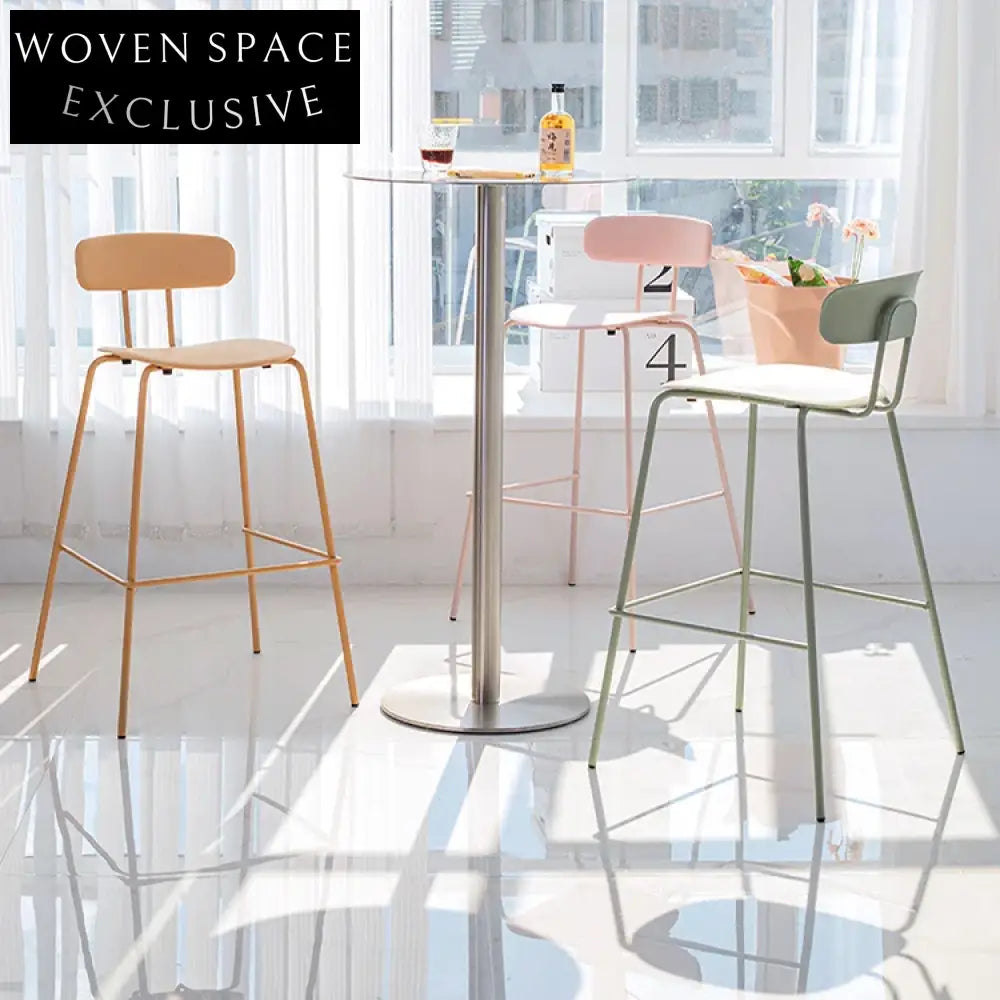 Modern Curved Backrest Metal Base Bar Stool with Durable Padded Seat