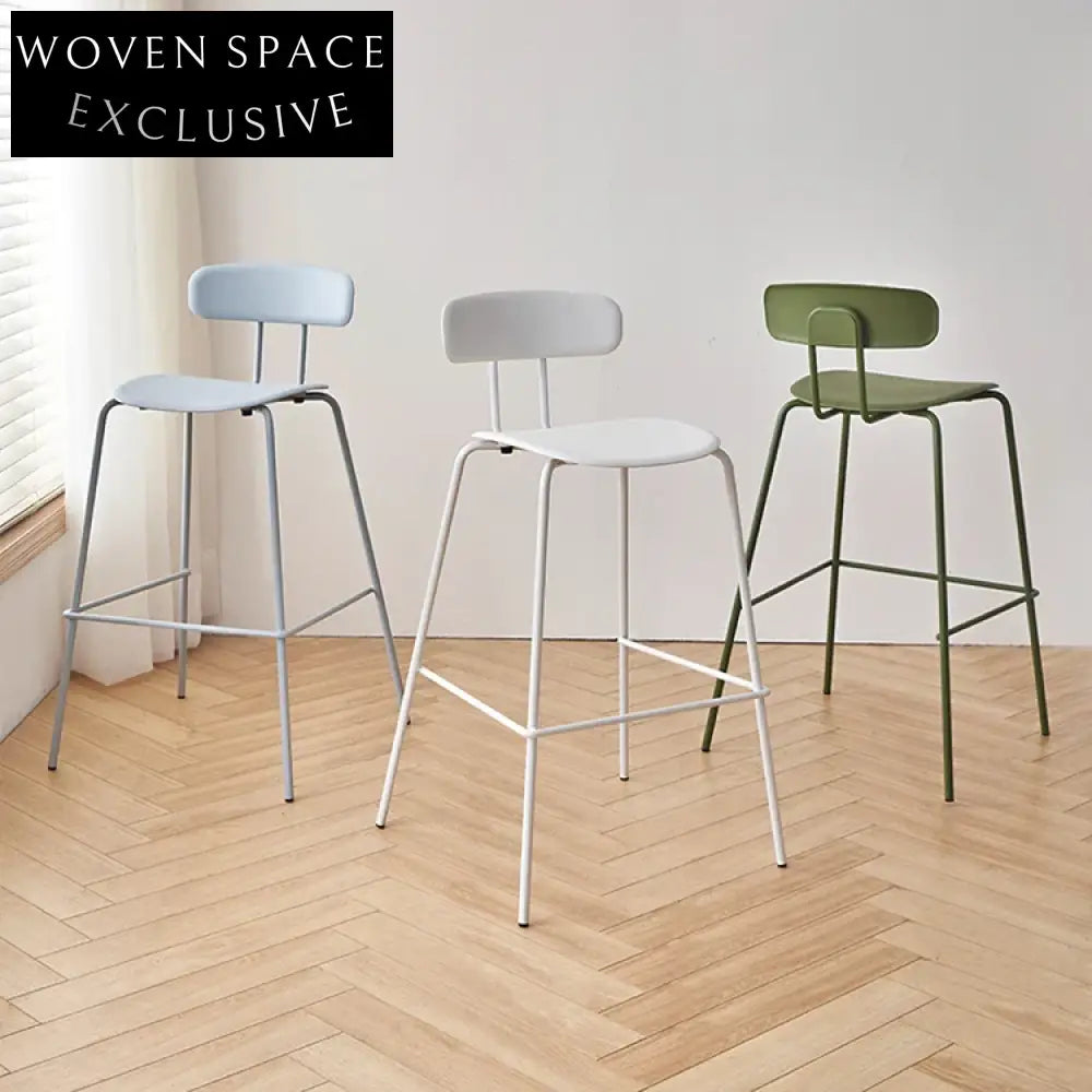 Modern Curved Backrest Metal Base Bar Stool with Durable Padded Seat
